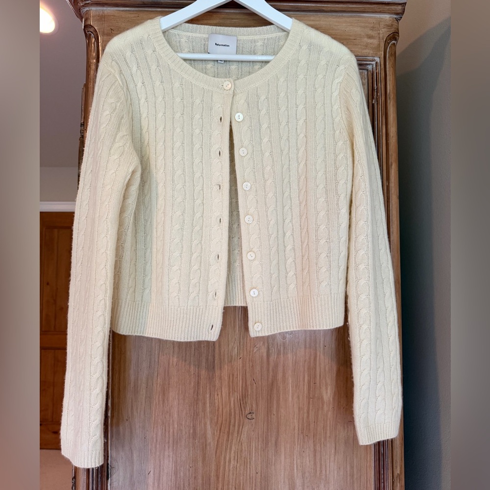 Reformation Clara Cashmere Crew Cardigan size S